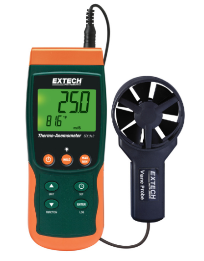 Anemómetro Extech SDL350, Hilo Caliente, CFM, Flujo De Aire-Temperatura, Datos MIN-MAX, Sonda Telescópica, Tarjeta SD