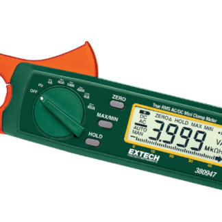 Extech 380947-NIST Pinza amperimétrica, CA-CC, True RMS, 400A, DMM, Compacto, Alta Resolución, Mordaza de .9, con NIST